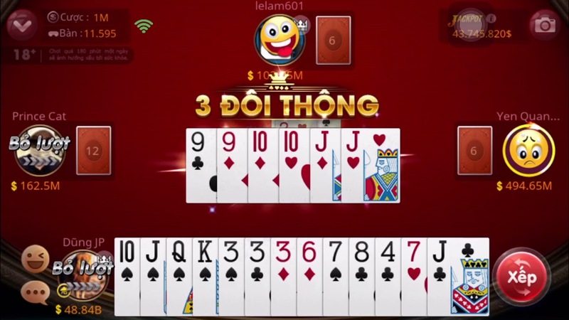 Game chơi bài 4 người - Tiến lên, một trò chơi phổ biến có mặt từ lâu tại Việt Nam